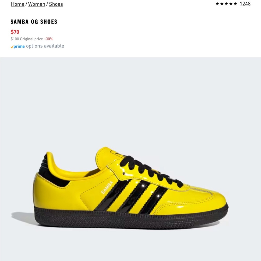 NWOT Adidas Samba OG Shoes Yellow and Black.
